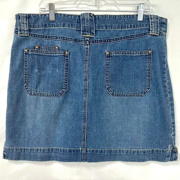 OLD NAVY 2000s Y2K Blue Denim Mini Skirt Patch Pockets Women Plus 16 Retro‎ Boho - Picture 4 of 7